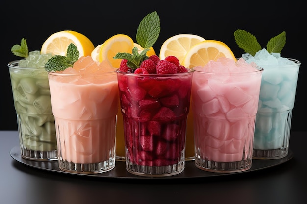 fresh tropical cocktails isolated on a white background Fruit juice on a white background