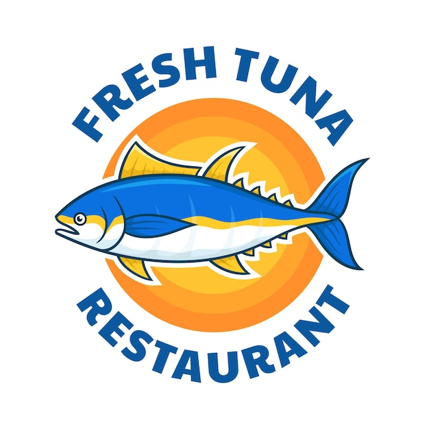 Fresh tuna restaurant logo design illustration vector