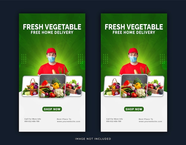 Fresh Vegetable Free Home Delivery Instagram Story Social Media Post Template