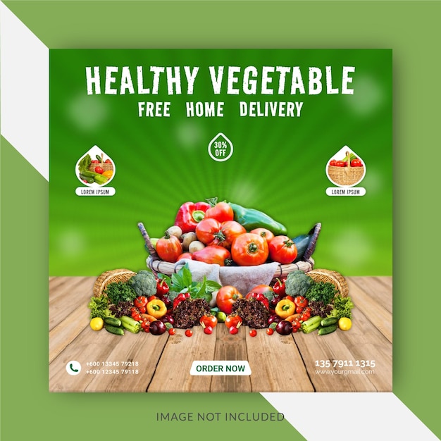 Fresh Vegetable Free Home Delivery Unique Ad Concept Social Media Post Instagram Banner Template