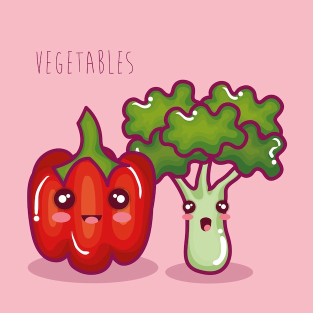 fresh vegetable funny character vector illustration design