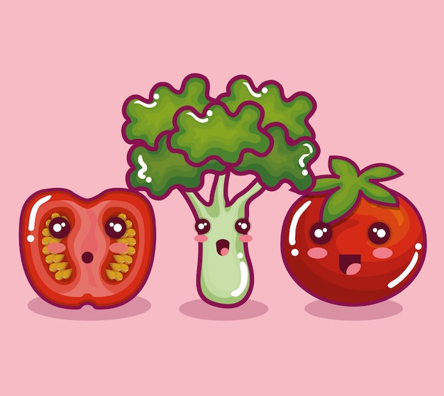 fresh vegetable funny character vector illustration design