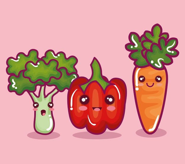 fresh vegetable funny character vector illustration design