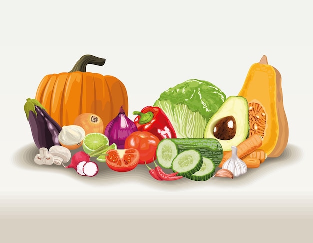 fresh vegetables healthy food icons