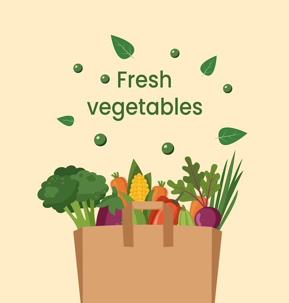 Fresh vegetables in paper bag