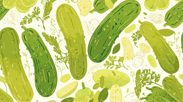 Vector fresh and vibrant seamless cucumber pattern for culinary designs