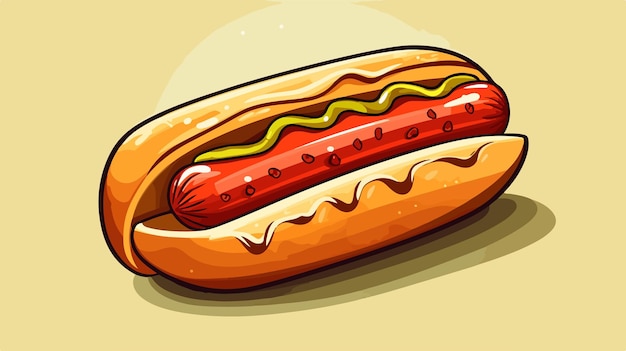 Fresh and Warm Handmade Hotdog Cartoon Vector Illustration