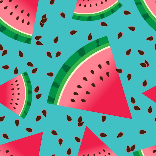 Fresh watermelon slice vector seamless pattern Watermelon wedge background Abstract texture