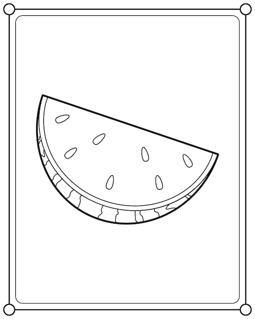 Fresh watermelon suitable for children's coloring page vector illustration