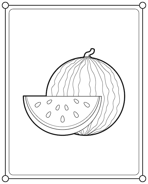 Fresh watermelon suitable for children's coloring page vector illustration