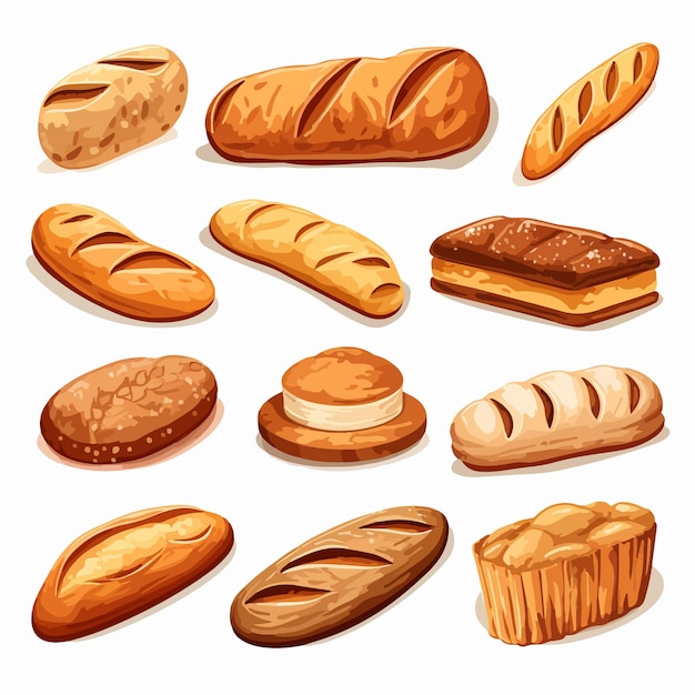 Freshly Baked Baguette Bread Vector Illustration