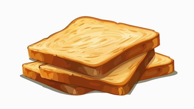 Freshly Sliced Toast Bread and Roasted Crouton Loaf Vector Illustration