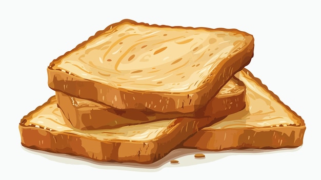 Freshly Sliced Toast Bread and Roasted Crouton Loaf Vector Illustration