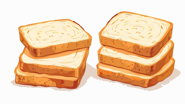 Freshly Sliced Toast Bread and Roasted Crouton Loaf Vector Illustration