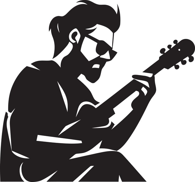 Fretboard Fantasia Guitarist Logo Vector Acoustic Aria Musician Emblem Design