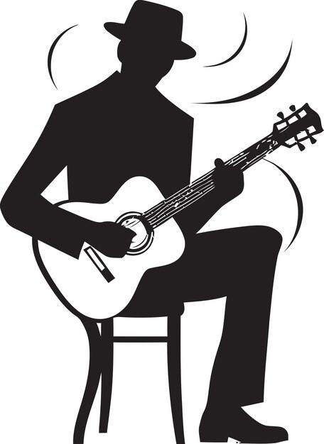 Fretboard Finesse Guitar Player Iconic Acoustic Anthem Musician Logo Symbol