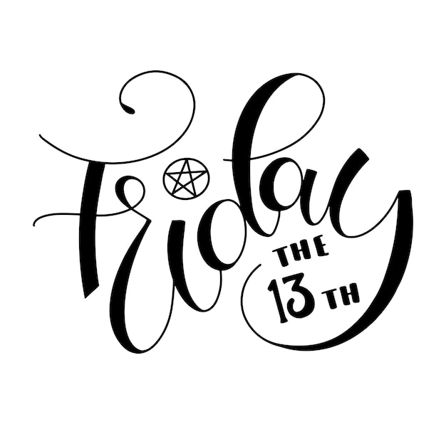 Friday the 13th black lettering with doodle magic symbol