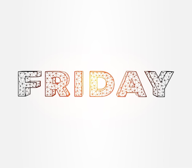 Friday lettering low poly illustration on white background