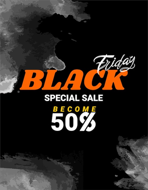 Friday word text with black friday promotion poster