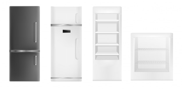 Fridge icon set. Realistic set of fridge vector icons for web design isolated on white background