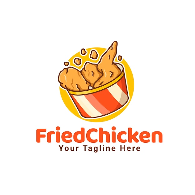 Fried Chicken Cartoon Illustration Draw Logo