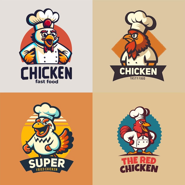 Fried chicken chef mascot logo for food restaurant concept