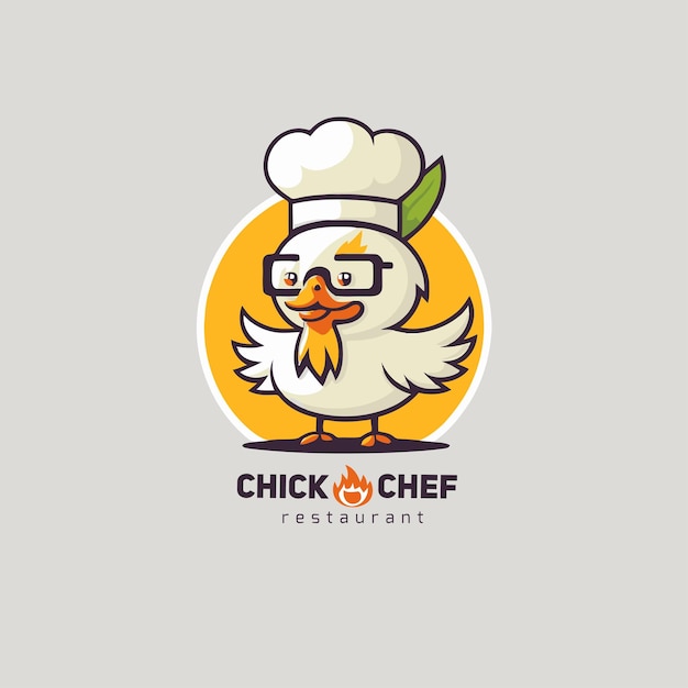 Fried chicken chef mascot logo for food restaurant concept