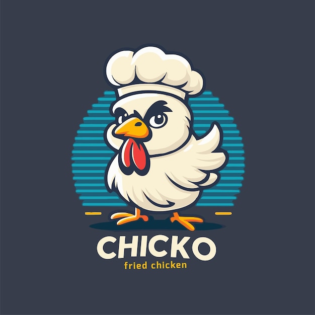 Fried chicken chef mascot logo for food restaurant concept