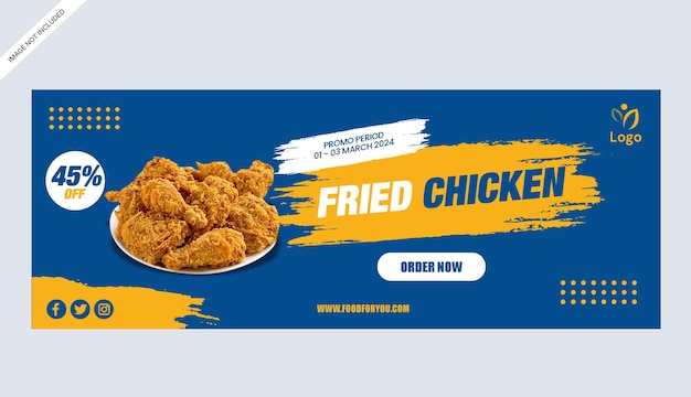 fried chicken food banner store print promotional business design template