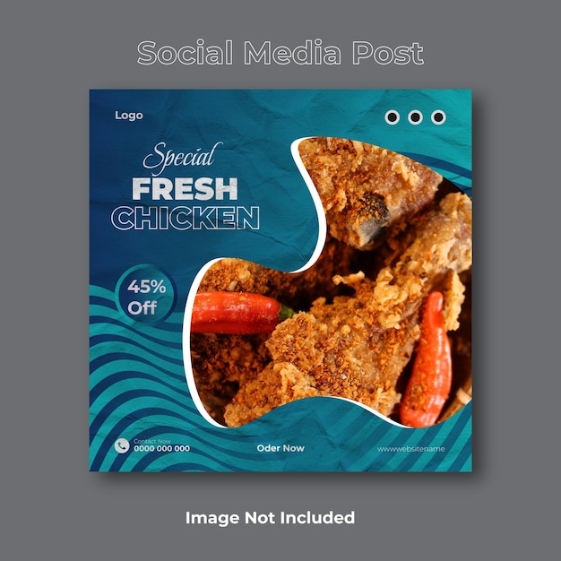 Fried chicken food social media post and instagram banner post template design