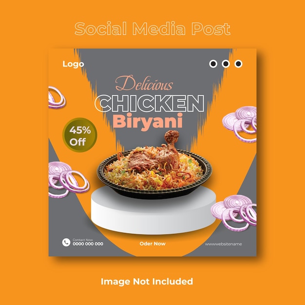 Fried chicken food social media post and instagram banner post template design