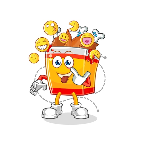 Fried chicken laugh and mock character cartoon mascot vector