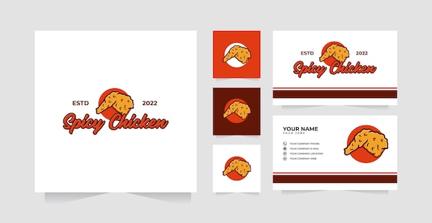 Fried chicken logo illustration design inspiration and business card