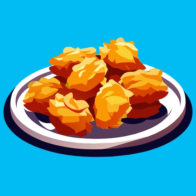 fried chicken nuggets on a plate vector illustration in cartoon style vector illustration