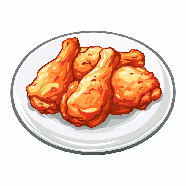 Vector fried chicken on a plate vector illustration