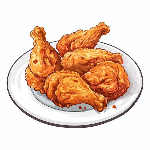 Vector fried chicken on a plate vector illustration