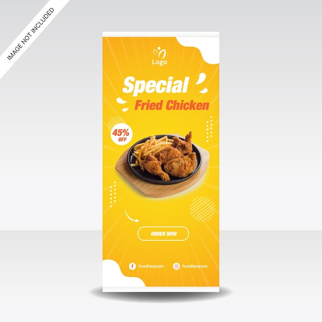 Fried chicken roll up banner promotion template