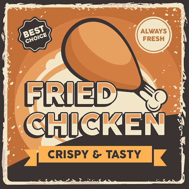 Fried Chicken Signage Retro Rustic Classic