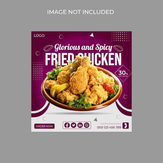 Fried chicken social media facebook and instagram post  template