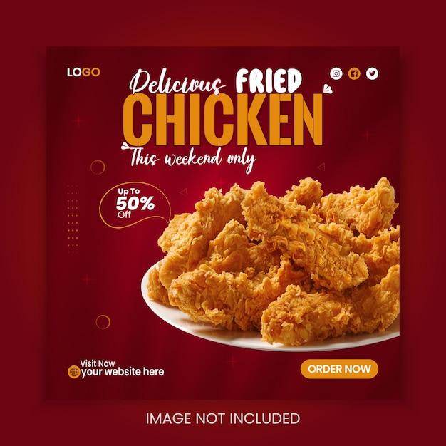 Vector fried chicken social media post design