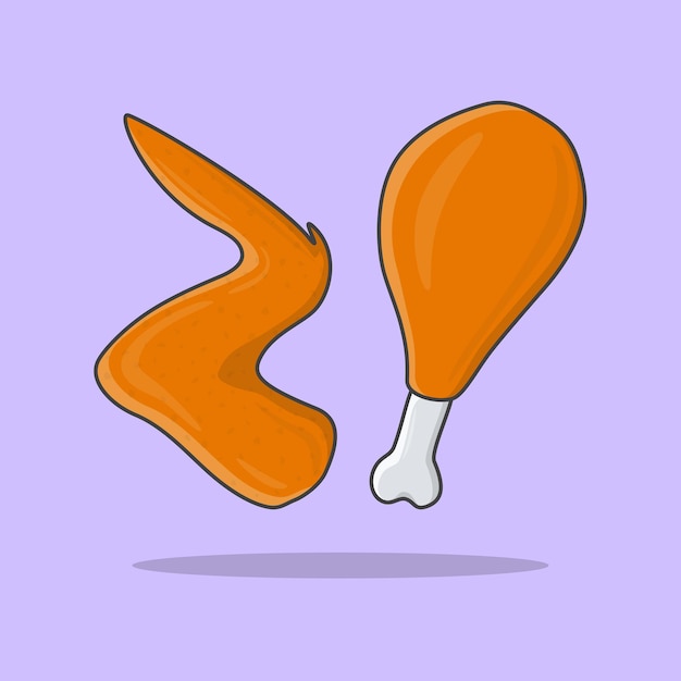 Fried Chicken Vector Illustration. Fast Food Flat Icon