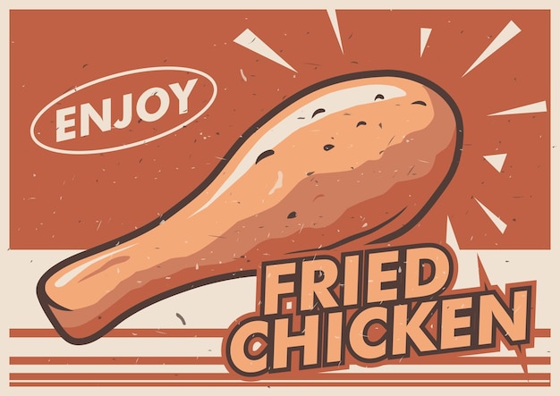 fried chicken vintage poster design