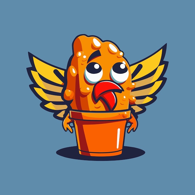 Vector fried chicken wings concept illustration.