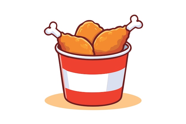 Vector fried chicken with bucket