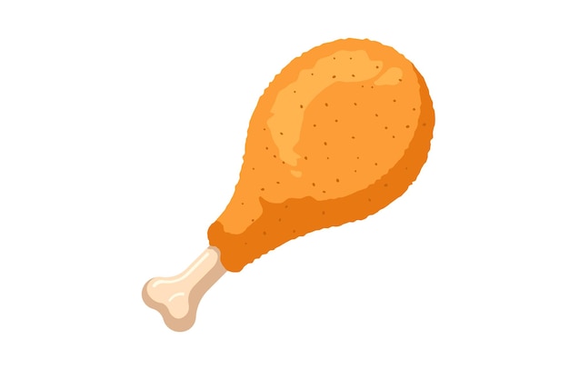 Fried crispy chicken leg. Cartoon fast food drumsticks isolated vector illustration