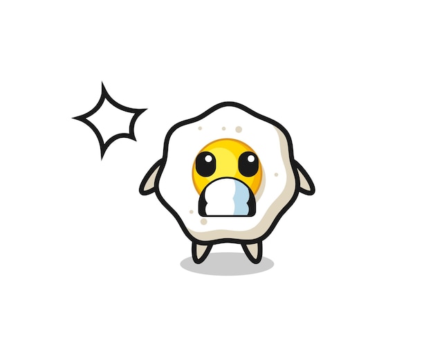 Fried egg character cartoon with shocked gesture , cute style design for t shirt, sticker, logo element