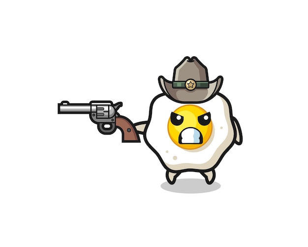 The fried egg cowboy shooting with a gun cute design