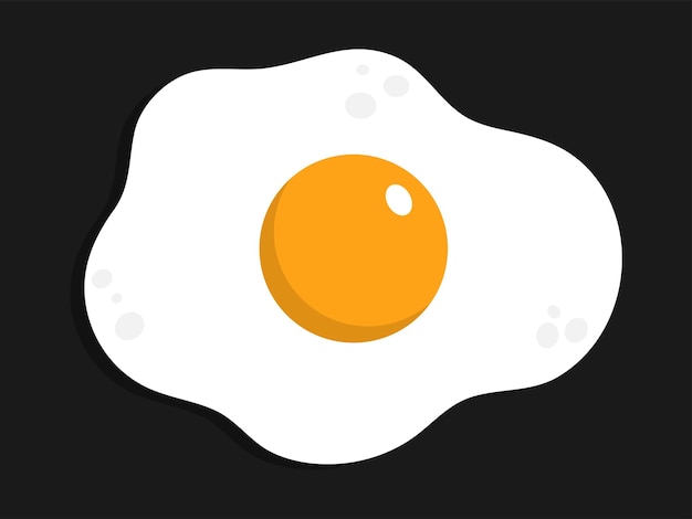 Fried egg Flat style illustration Egg on a dark background Healthy meal Food Omelet Vector