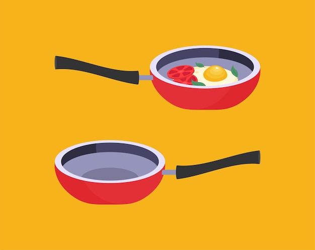 Fried egg in a frying pan isolated on background Fried egg flat icon