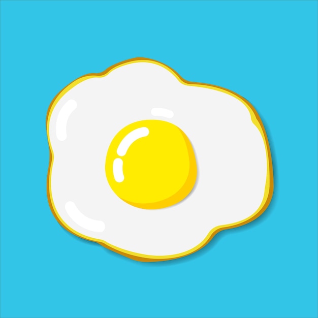 Fried egg icon with flat color style isolated with solid background